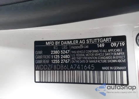 2020 Mercedes-Benz E 350 from USA, damaged, VIN WDDZF8DB6LA741645